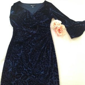 SALE NWT Anne Klein Dark Blue Velvet Burnout Dress